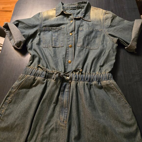 New Denim Jumpsuit Boiler Suit- The Veronica Style Size L XL - Picture 8 of 10